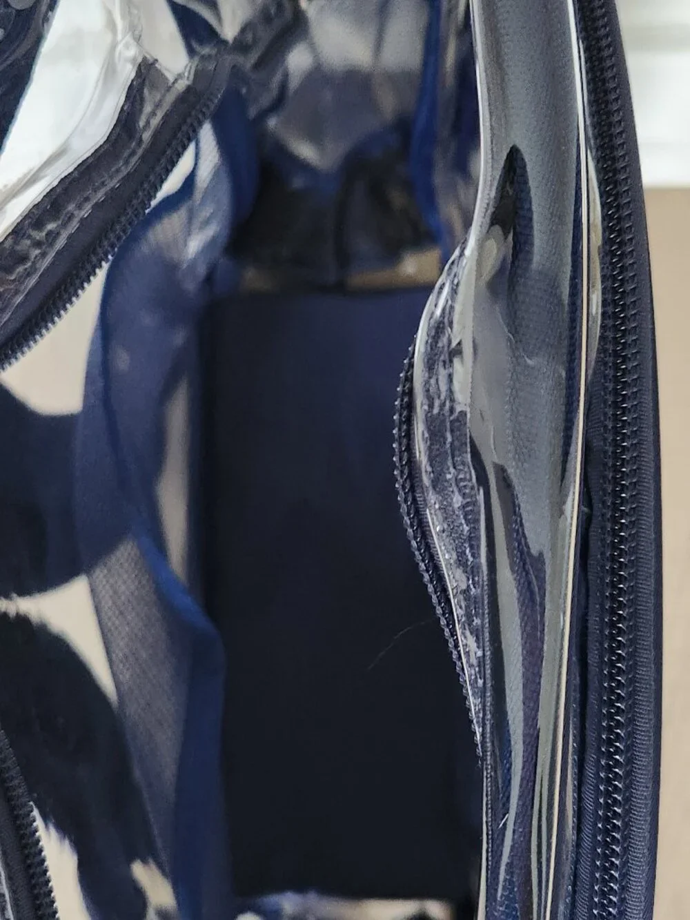 New: Clear Backpack with Navy Blue Trim - Fits 15" Laptop - Picture 6 of 10